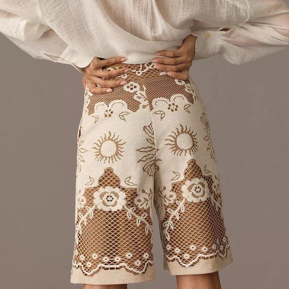 Beatrice .b Lace Bermuda Shorts Lace Anthropologie Size M - Picture 2 of 5